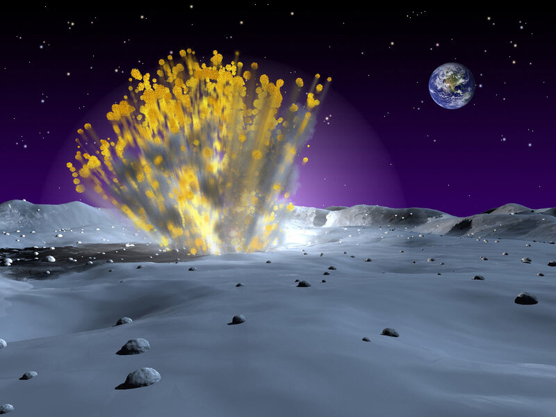 Meteorite impact on moon