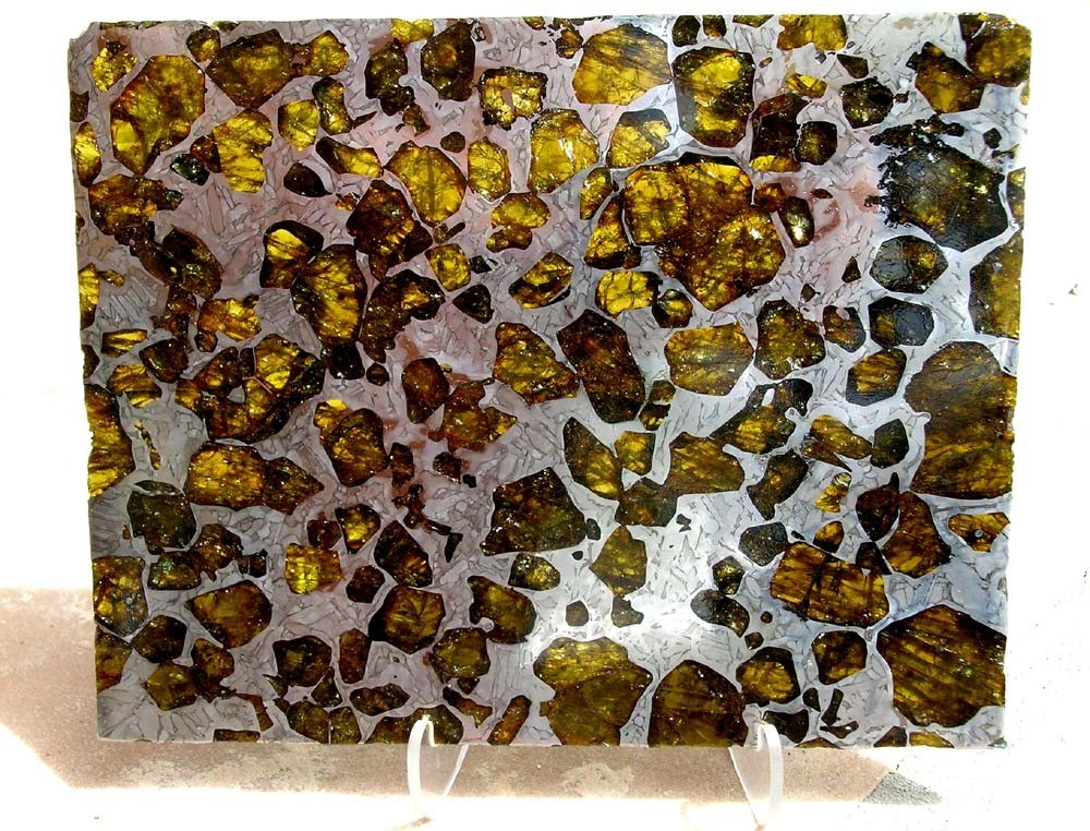 meteorite with olivine crystals