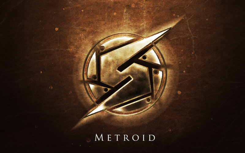 Metroid logo on textured background