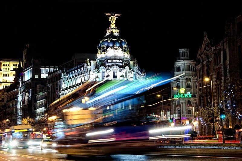 Metropolis Building at Night — Black, Dynamic, Photograph