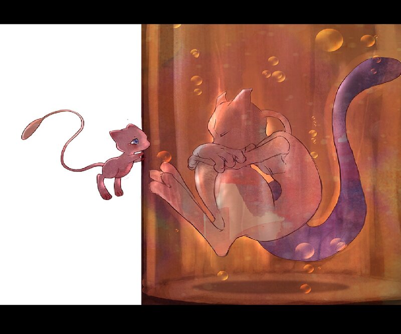 Mew and Mewtwo in a Bottle