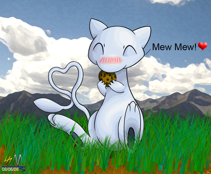 Mew eating a cookie