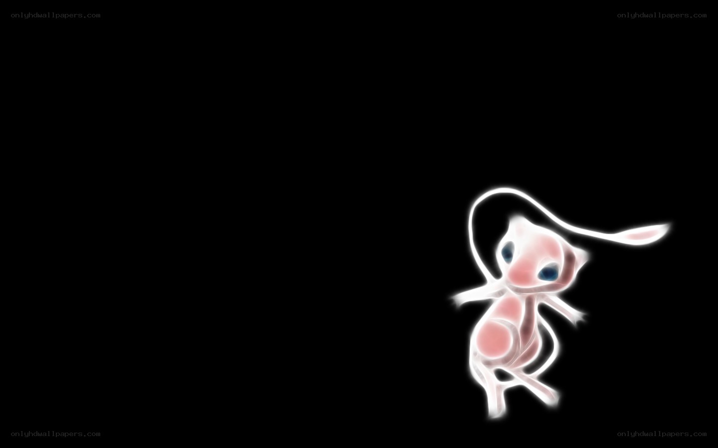 Mew glowing on black