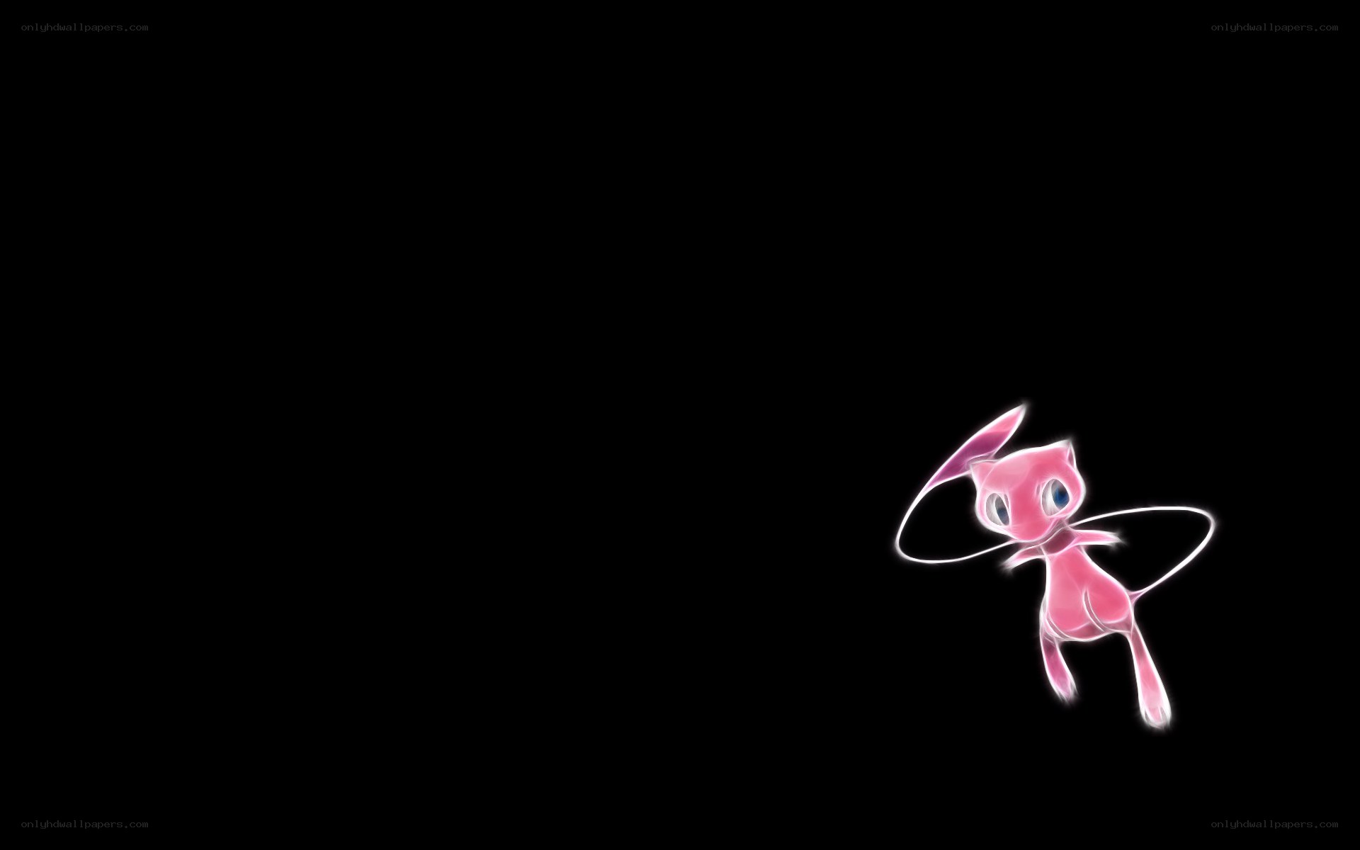 Mew glowing on black