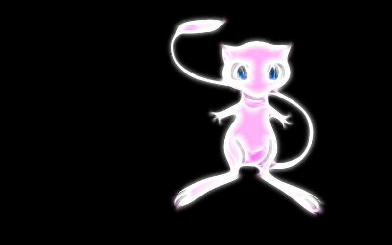 Mew glowing on black