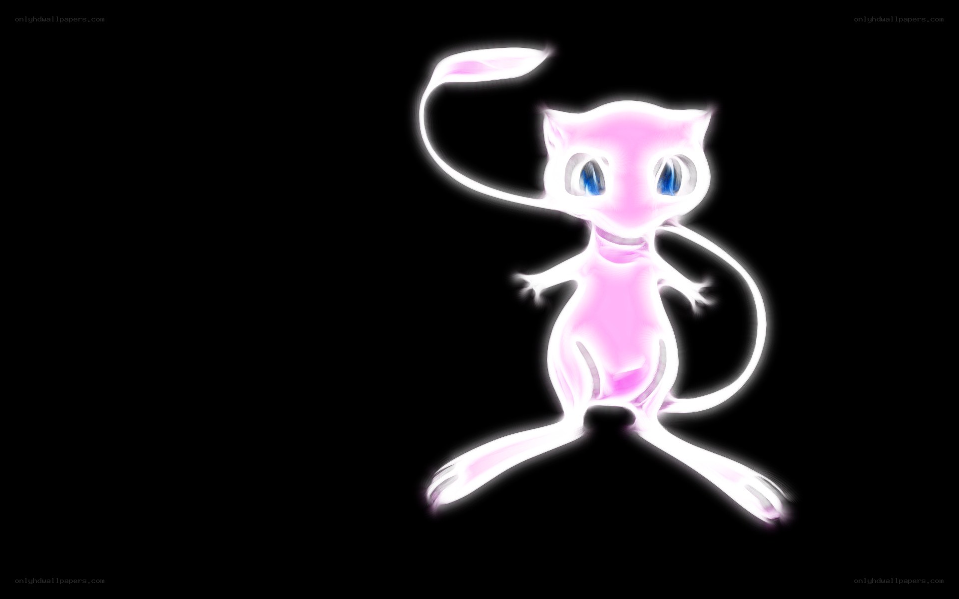 Mew glowing on black