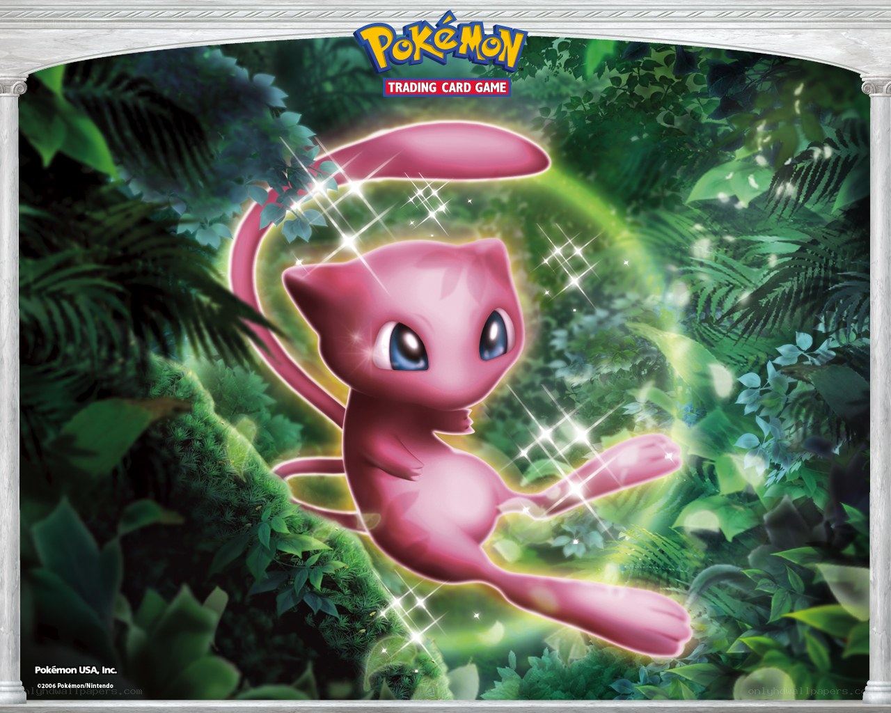 Mew in a lush forest