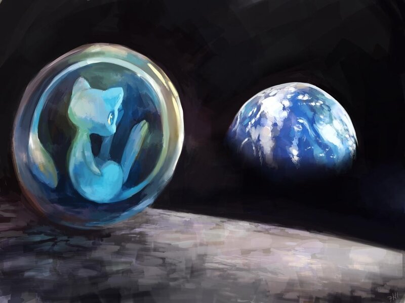 Mew in a Poké Ball with Earth