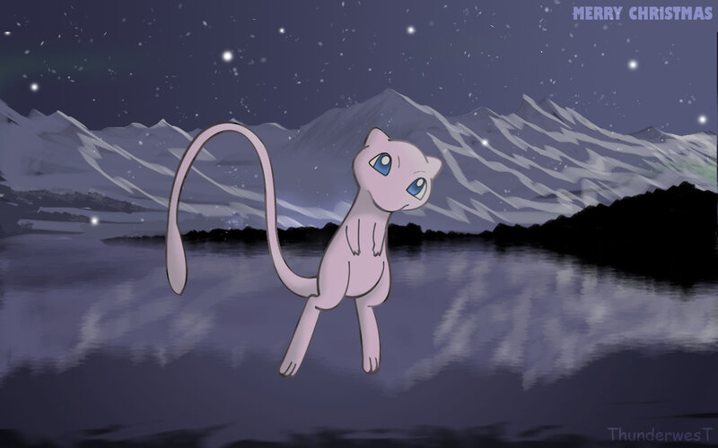 Mew in snowy landscape