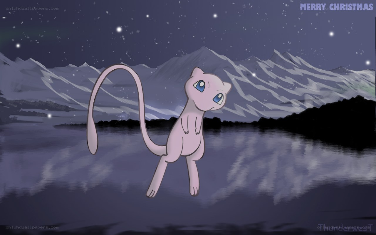 Mew in snowy landscape