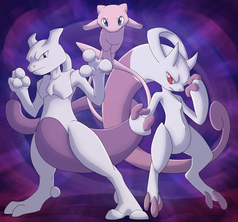 Mewtwo and Mew characters