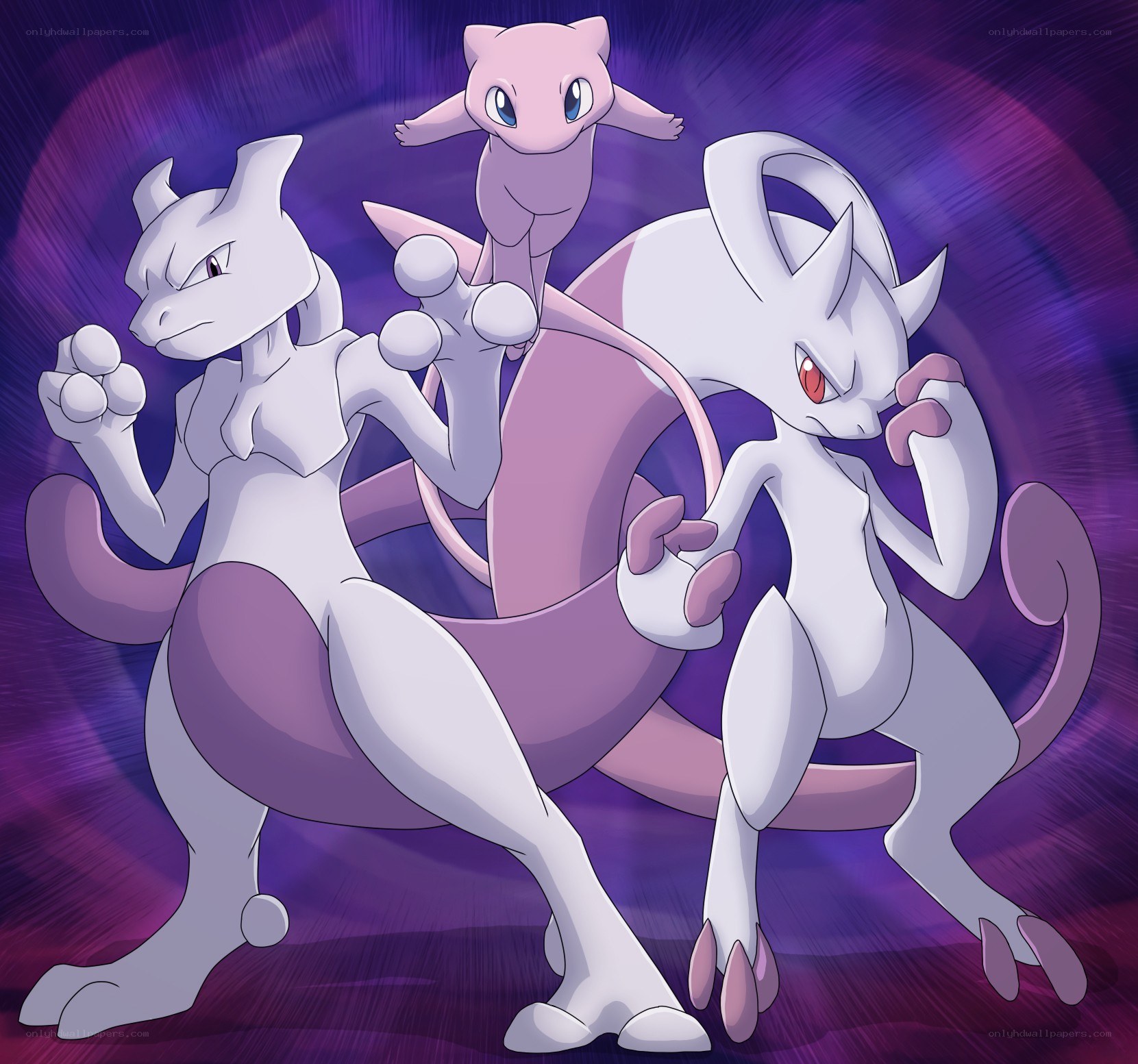 Mewtwo and Mew characters