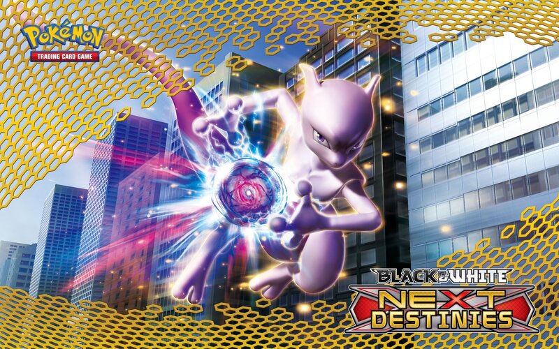 Mewtwo in a cityscape