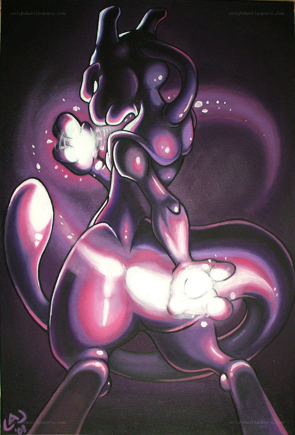 Mewtwo in a cosmic pose
