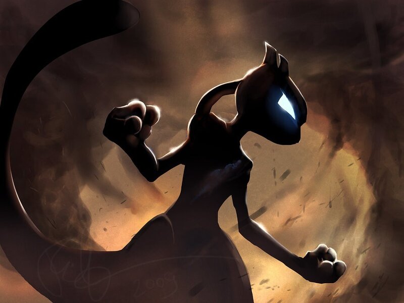 Mewtwo in Motion — Black, Dramatic