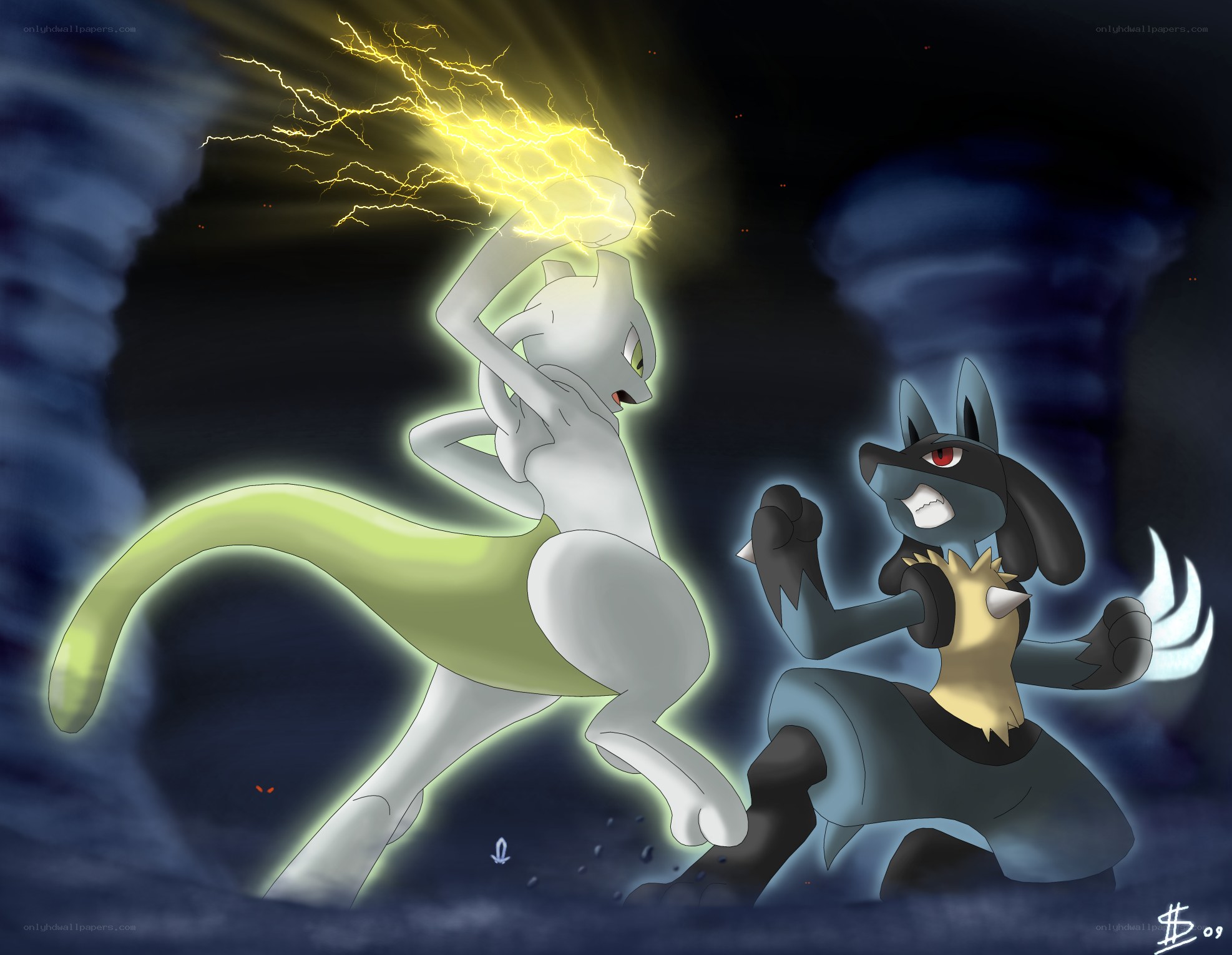 Mewtwo vs Lucario battle