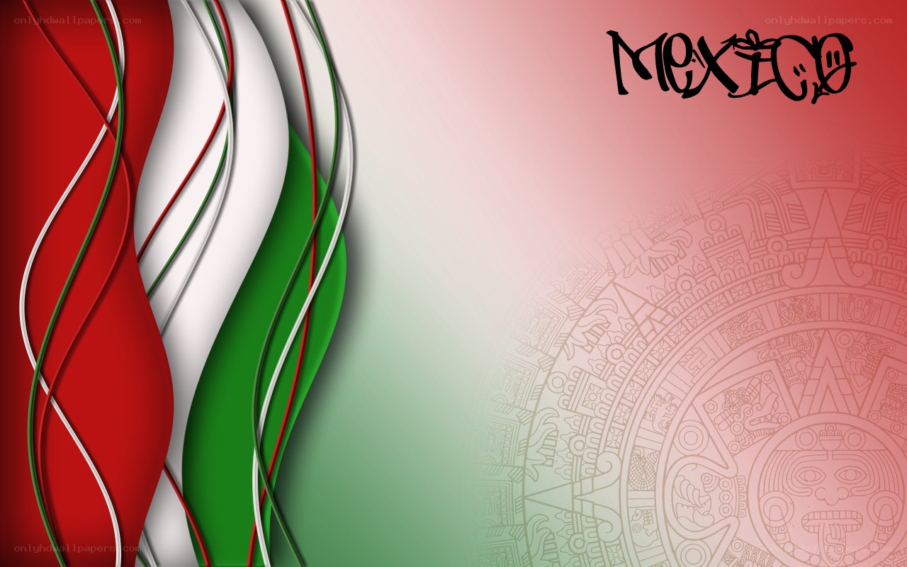 Mexican flag design with Aztec calendar