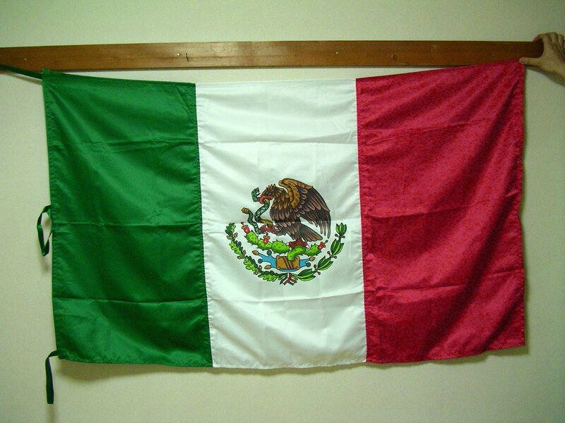 Mexican flag hanging on wall