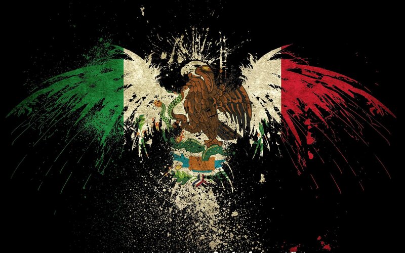 Mexican flag with eagle art