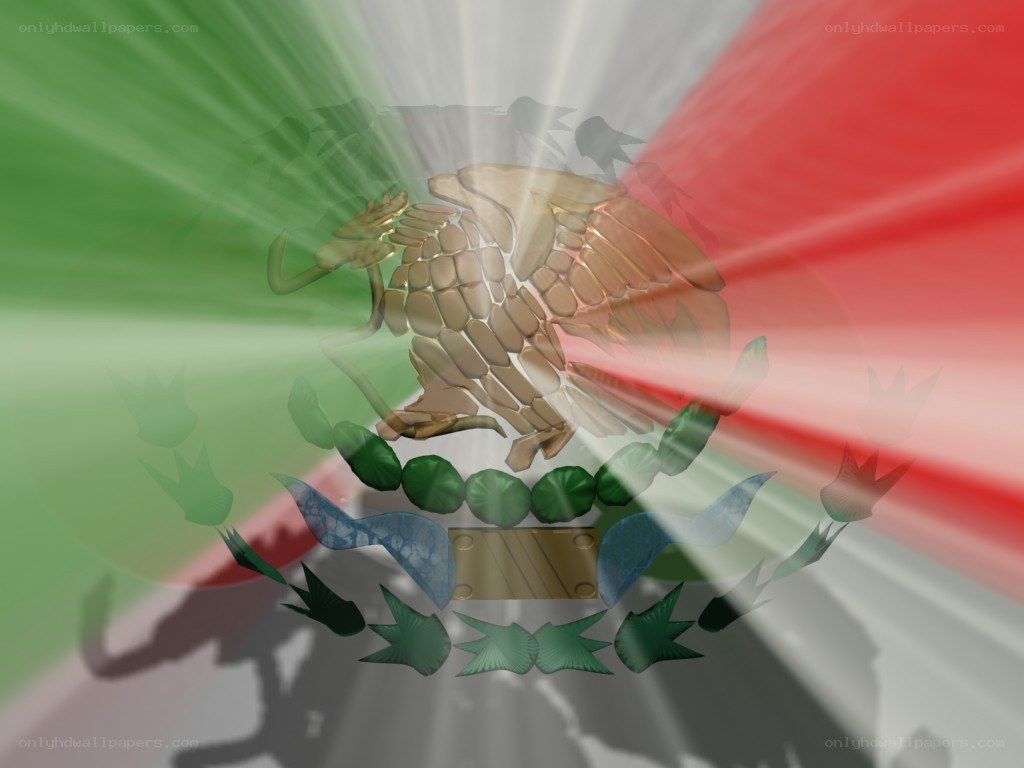 Mexican flag with eagle emblem
