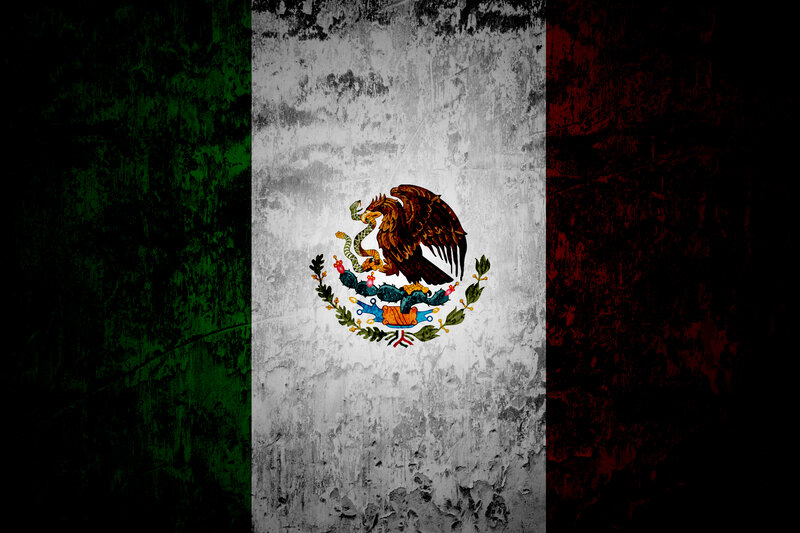 Mexican flag with grunge texture
