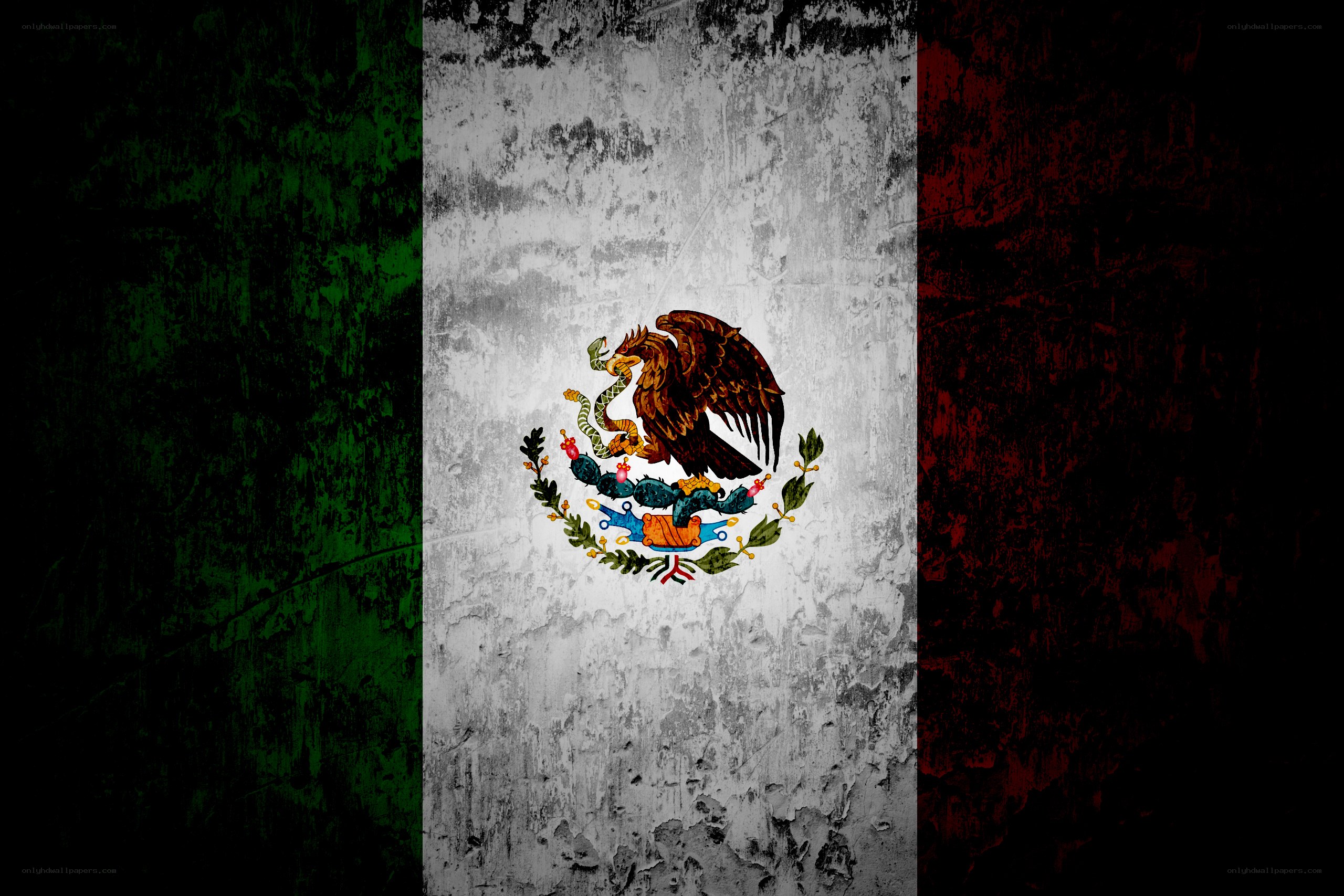 Mexican flag with grunge texture