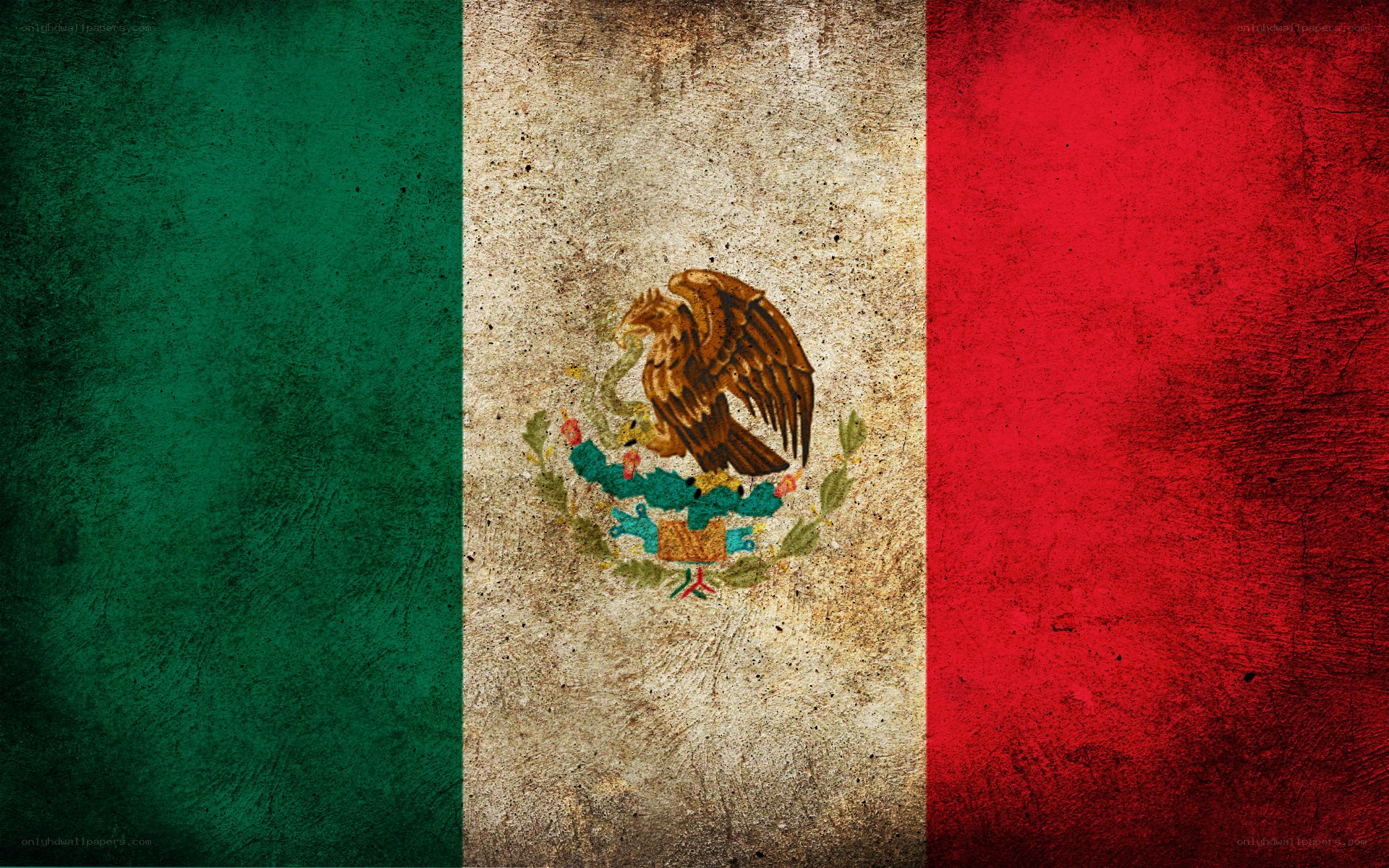 Mexican flag with grunge texture