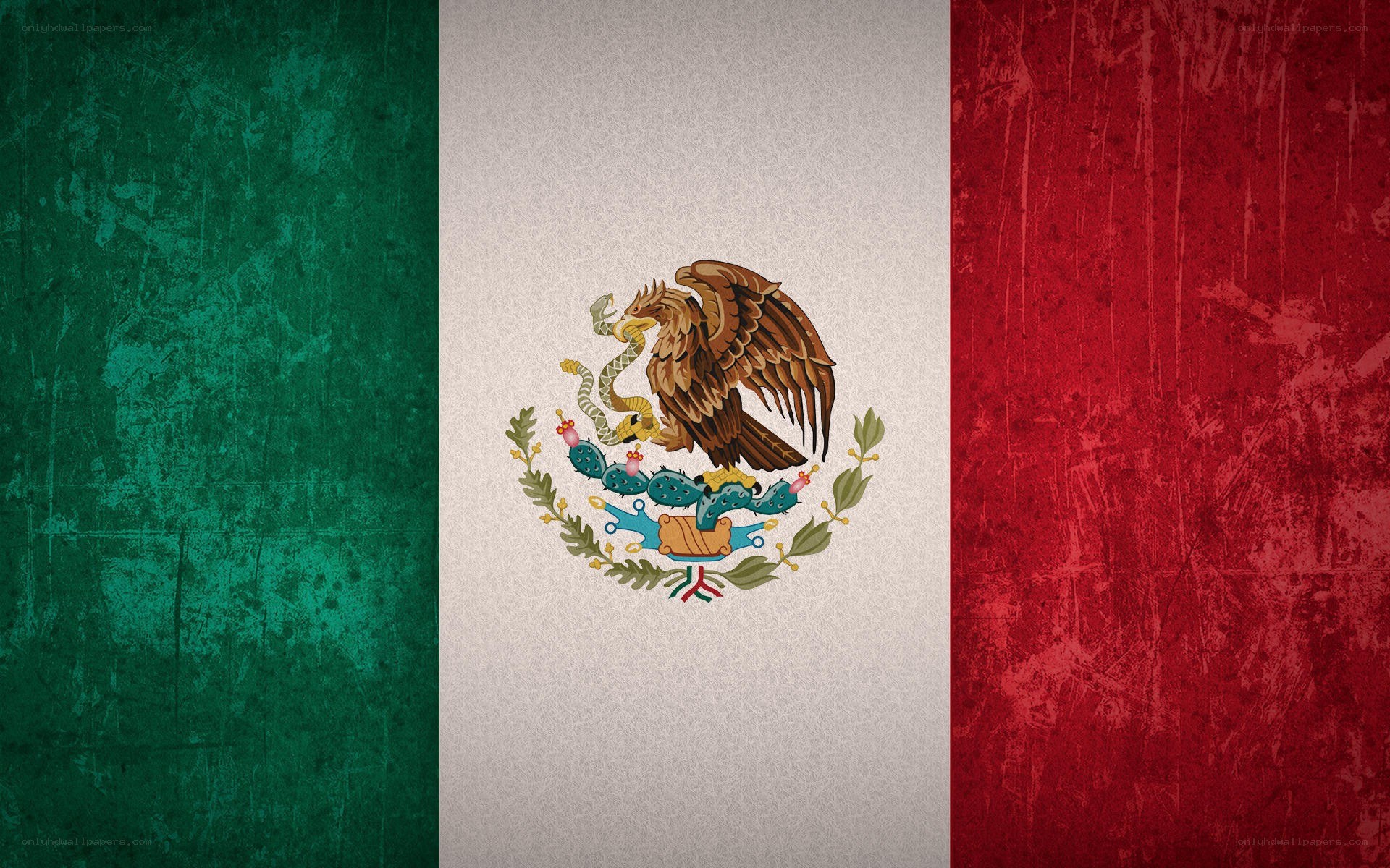 Mexican flag with grunge texture