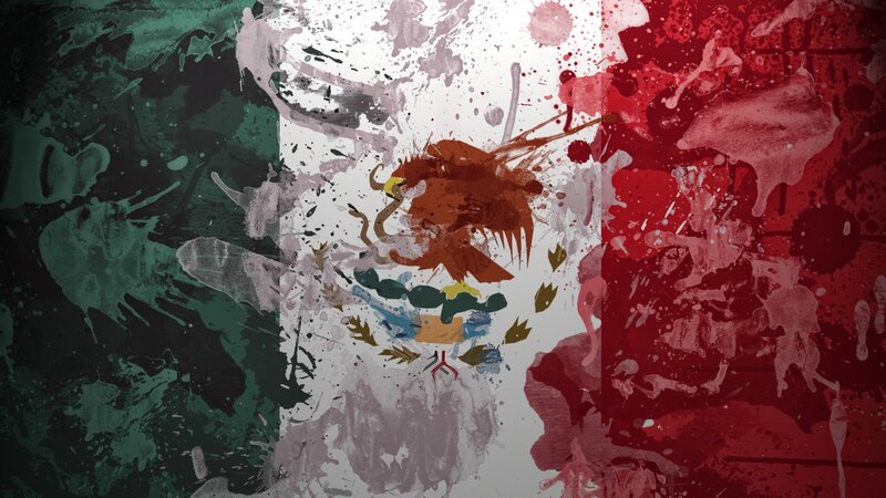 Mexican flag with paint splatter