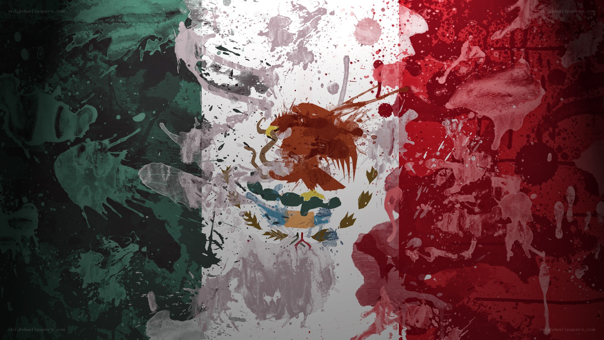 Mexican flag with splatter art