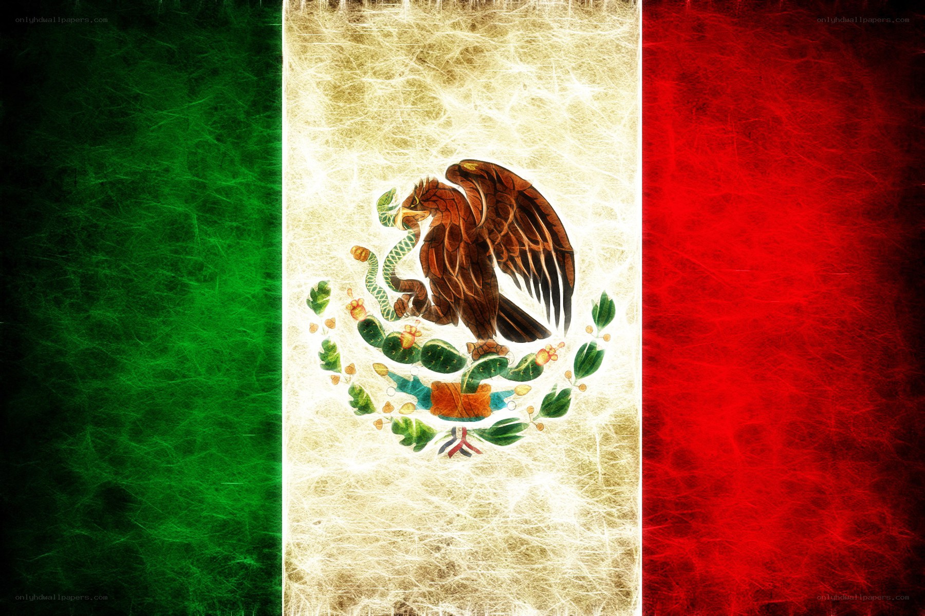 Mexican flag with textured effect