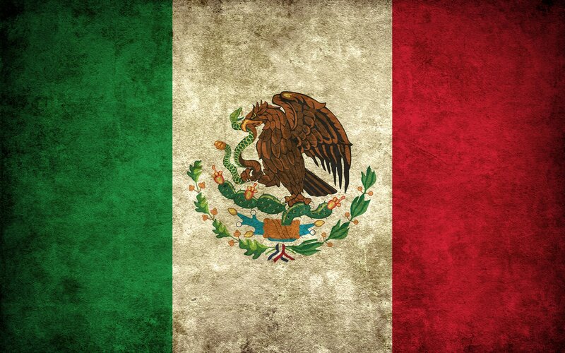 Mexican flag with vintage texture
