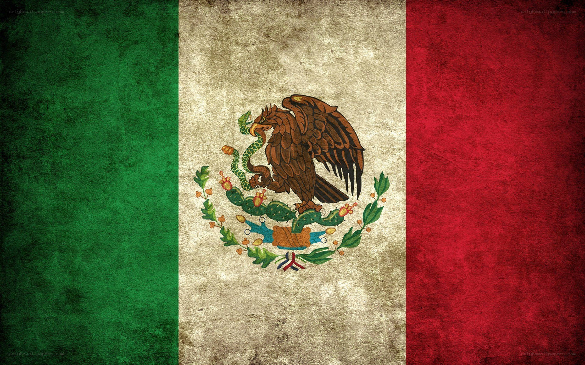 Mexican flag with vintage texture