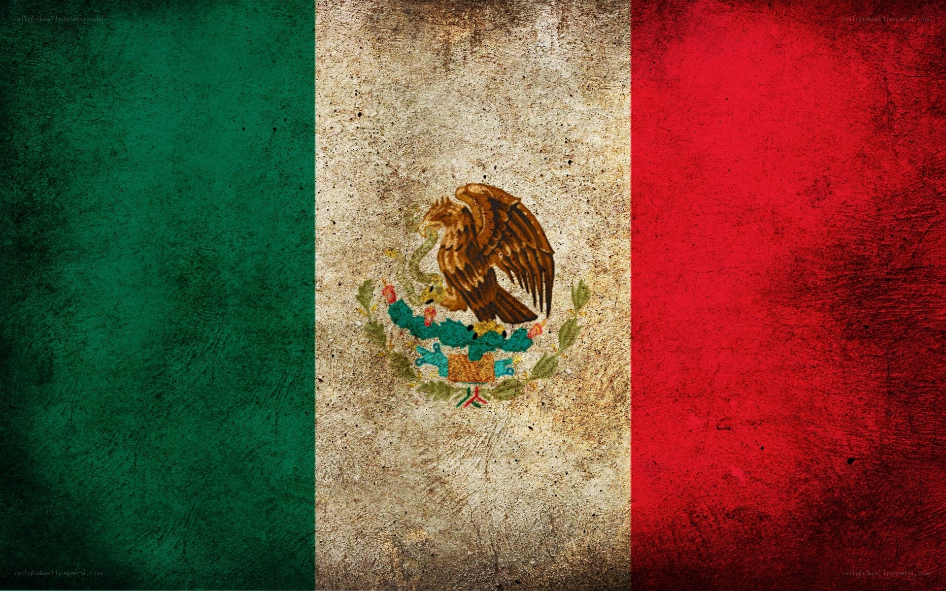 Mexican flag with vintage texture