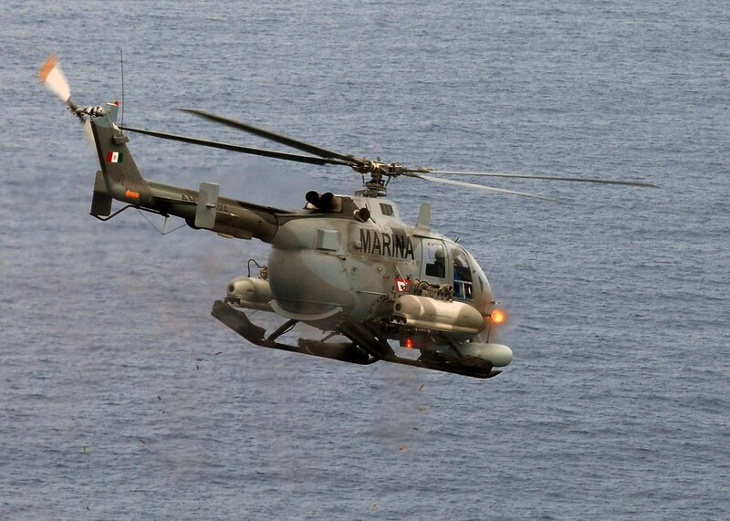 Mexican Navy helicopter over water