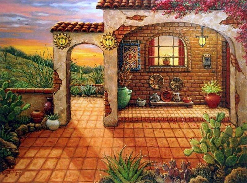 Mexican-style Courtyard — Orange