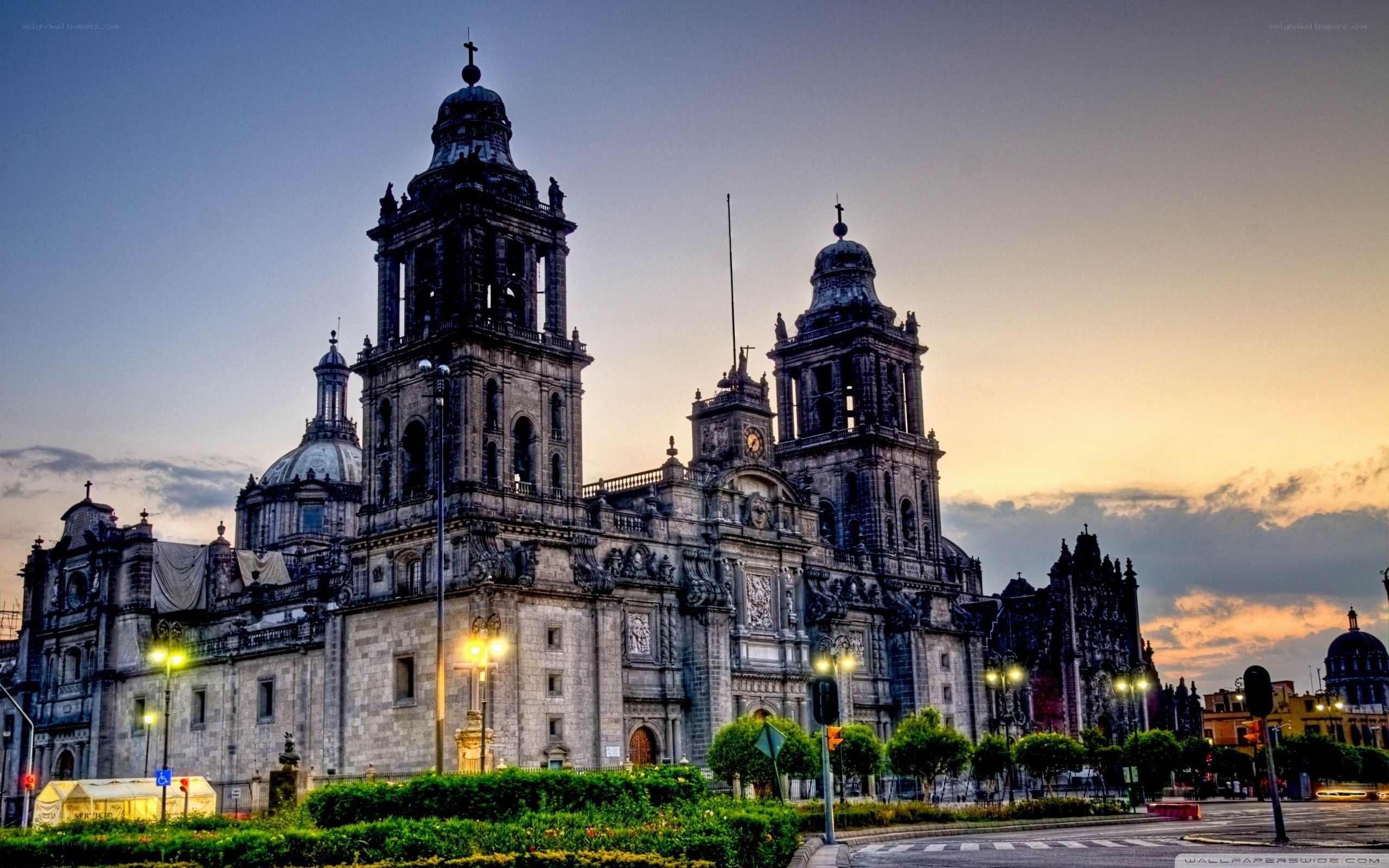 Mexico City Cathedral at dusk