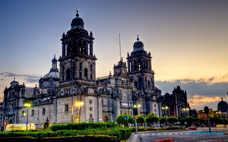 Mexico City Cathedral — Gray, Dramatic, Sunset