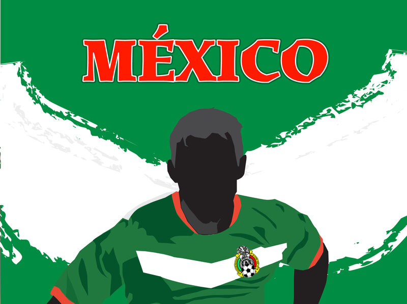Mexico soccer player illustration