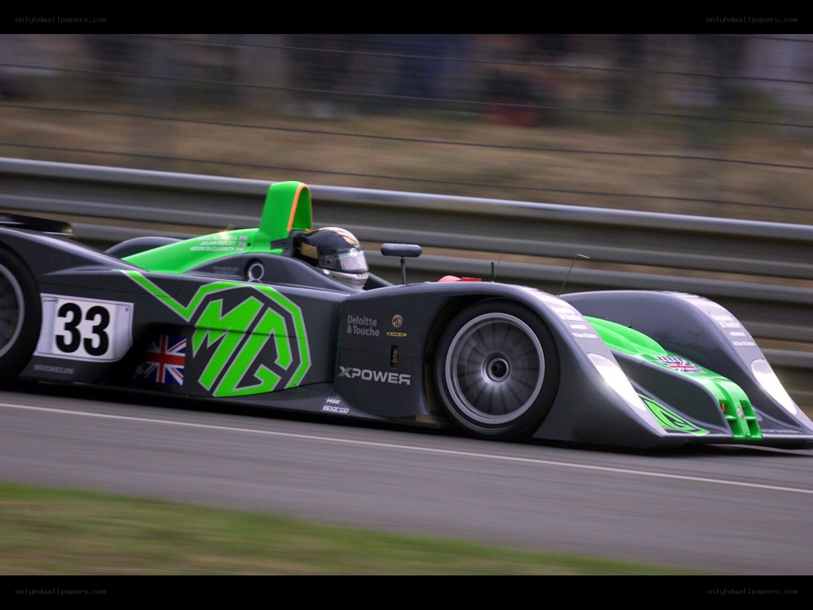 MG racing car on track