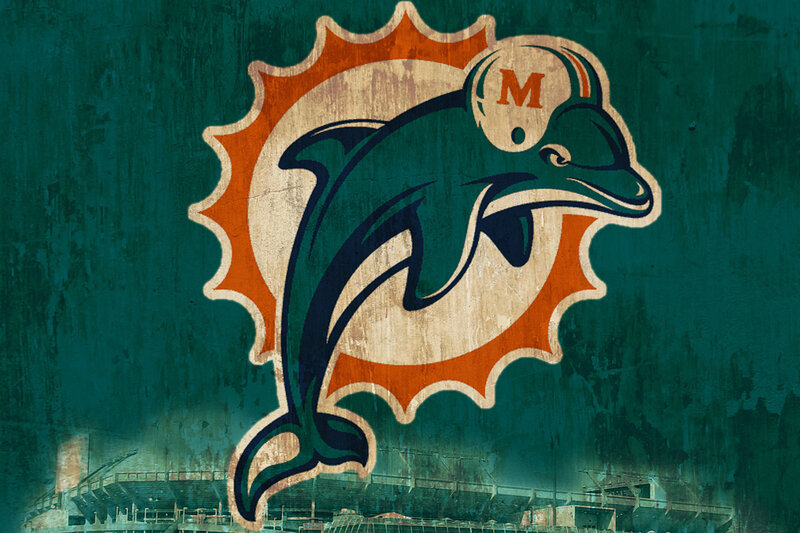 Miami Dolphins logo on grunge background