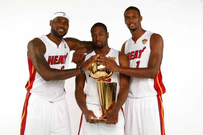 Miami Heat players with trophy