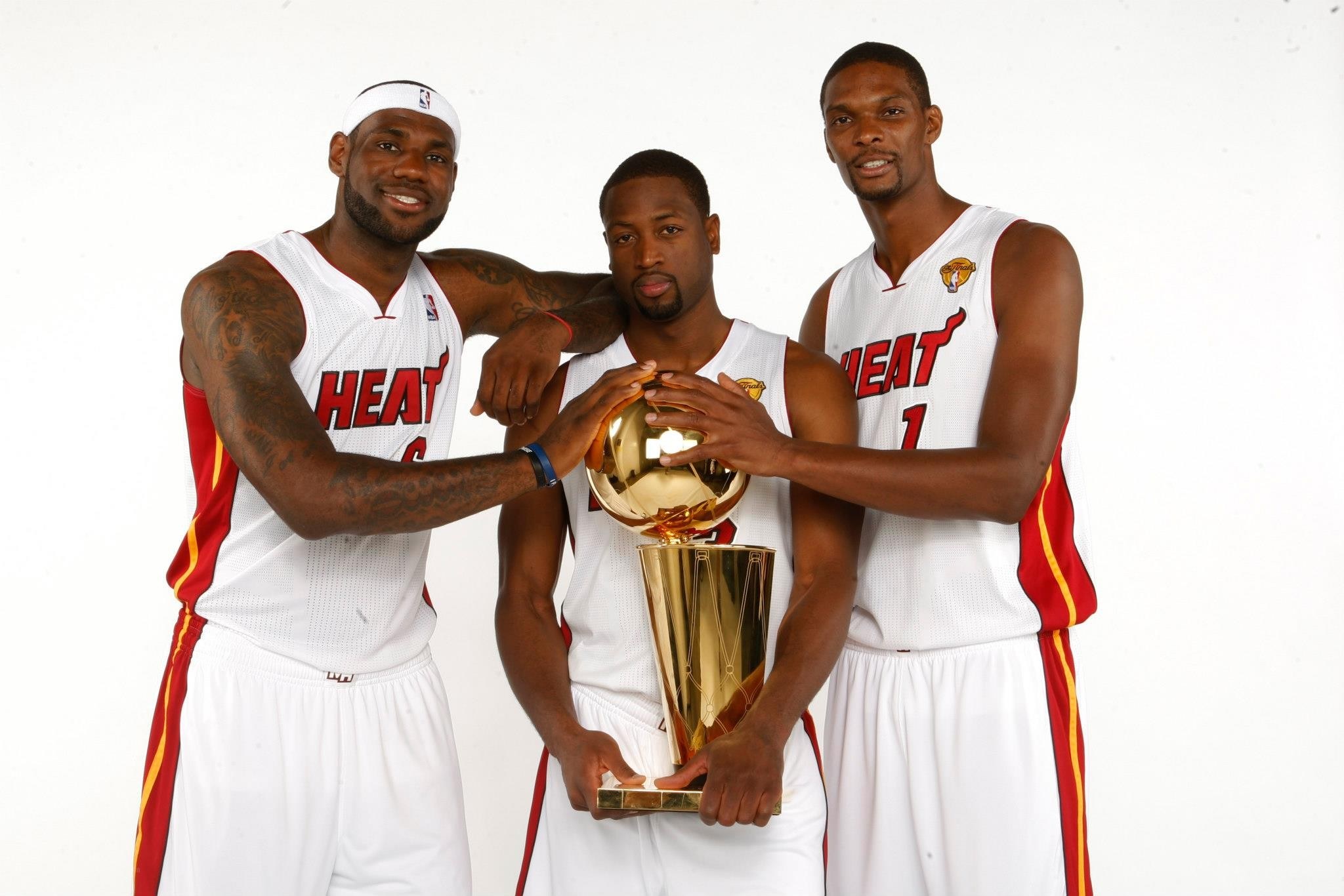 Miami Heat players with trophy