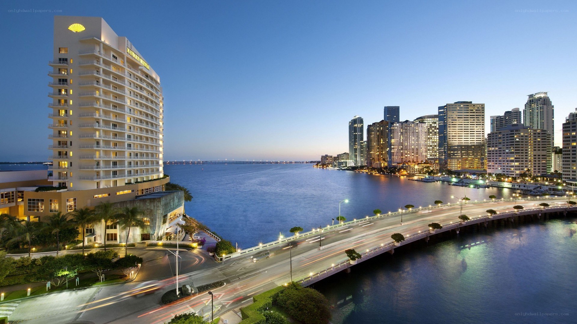 Miami hotel at dusk