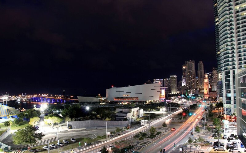 Miami night cityscape