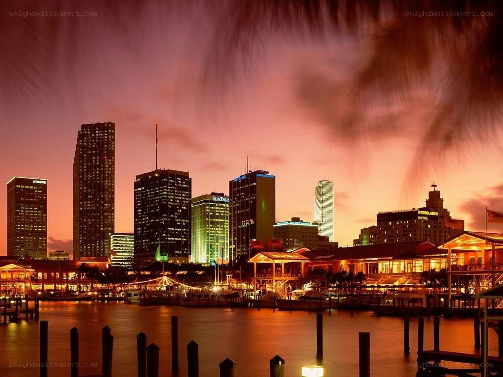 Miami skyline at dusk