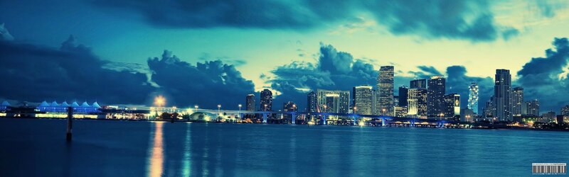 Miami Skyline at Dusk — Blue, Dramatic