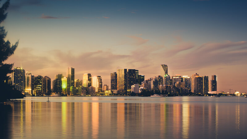 Miami Skyline at Dusk — Blue, Serene, Sunset