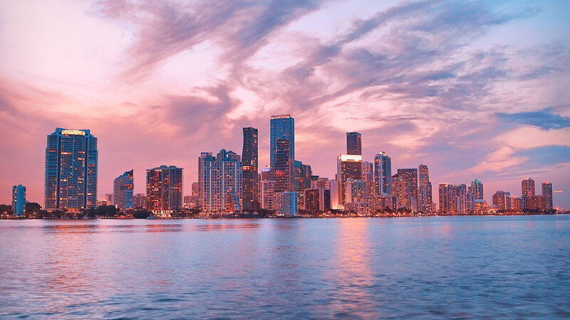 Miami Skyline at Dusk — Pink