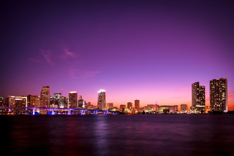 Miami Skyline at Dusk — Purple, Serene